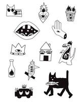 Various tattoo element doodle illustration vector