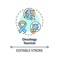 2D editable multicolor oncology tourism icon, simple isolated vector, medical tourism thin line illustration. vector