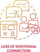 2D loss of emotional connection thin line gradient icon concept, isolated vector, red illustration representing online therapy. vector