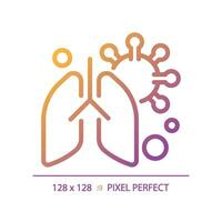 2D pixel perfect gradient lung with virus icon, isolated vector, thin line illustration representing bacteria. vector