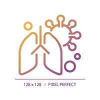 2D pixel perfect gradient lung with virus icon, isolated vector, thin line illustration representing bacteria. vector