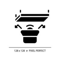 2D pixel perfect soundproof ceiling glyph style icon, isolated vector, soundproofing solid illustration. vector