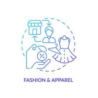2D blue gradient icon fashion and apparel concept, simple isolated vector, C2C thin line illustration. vector
