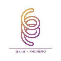 2D pixel perfect gradient spirochete icon, isolated vector, thin line illustration representing bacteria. vector