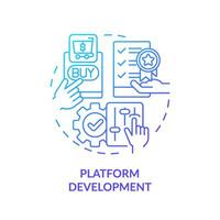 2D blue gradient icon platform development concept, simple isolated vector, C2C thin line illustration. vector