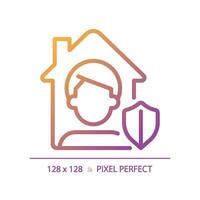 2D pixel perfect gradient home quarantine icon, isolated vector, thin line illustration representing bacteria. vector