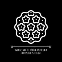 2D pixel perfect editable white bacteria icon, isolated monochromatic vector, thin line illustration. vector