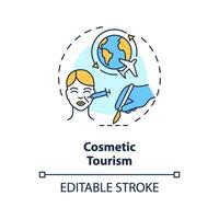 2D editable multicolor cosmetic tourism icon, simple isolated vector, medical tourism thin line illustration. vector