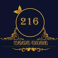 New unique logo design with number 216 vector