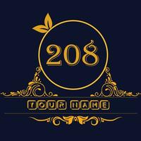 New unique logo design with number 208 vector