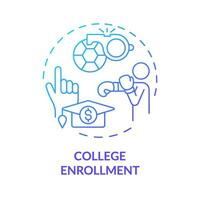 2D college enrollment thin line gradient icon concept, isolated vector, illustration representing athletic scholarship. vector