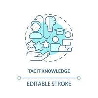 2D editable tacit knowledge thin line blue icon concept, isolated vector, monochromatic illustration representing knowledge management vector