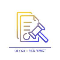 2D pixel perfect gradient legal notice icon, isolated vector, thin line document illustration. vector