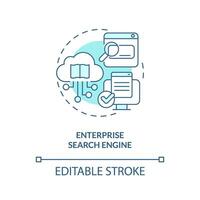 2D editable enterprise search engine line blue icon concept, isolated vector, monochromatic illustration representing knowledge management. vector