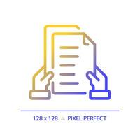 2D pixel perfect gradient proposal letter icon, isolated vector, thin line document illustration. vector