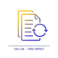 2D pixel perfect gradient document icon, isolated vector, thin line illustration. vector