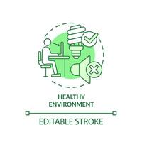 Editable healthy environment green icon concept, isolated vector, sustainable office thin line illustration. vector