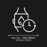 2d píxel Perfecto editable blanco reloj inteligente con agua icono, aislado monocromo vector, Delgado línea ilustración representando metabólico salud. vector