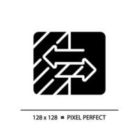 2D pixel perfect silhouette choice icon, isolated vector, glyph style black illustration representing comparisons vector