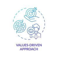 2D gradient icon values driven approach concept, isolated vector, mindful entrepreneurship thin line illustration. vector