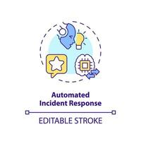 2D editable automated incident response icon representing AI ops, isolated vector, multicolor thin line illustration. vector