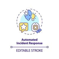 2D editable automated incident response icon representing AI ops, isolated vector, multicolor thin line illustration. vector