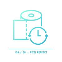 2D pixel perfect gradient toilet paper with clock icon, isolated blue vector, thin line illustration representing metabolic health. vector