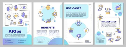 2D colorful AI ops brochure template, leaflet design with thin linear icons, 4 vector layouts.