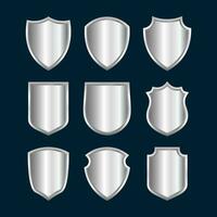 Set of different silver metalic shield shape design template vector