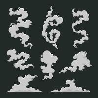 set of fluffy smoke illustration vector, abstract smoke design vector