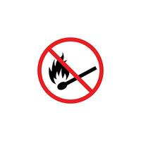 no matchstick fire sign, no fire prohibition symbol template vector
