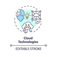 2D editable multicolor cloud technologies icon, simple isolated vector, AI engineer thin line illustration. vector