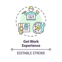 2D editable multicolor get work experience icon, simple isolated vector, AI engineer thin line illustration. vector
