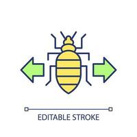 2D simple editable spread bed bugs icon representing integrated pest management, isolated vector, thin line illustration. vector