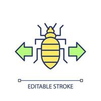 2D simple editable spread bed bugs icon representing integrated pest management, isolated vector, thin line illustration. vector