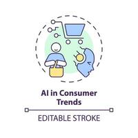 2D editable multicolor AI in consumer trends icon, simple isolated vector, AI engineer thin line illustration. vector