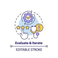 2D editable multicolor icon evaluate and iterate concept, isolated vector, health interoperability resources thin line illustration. vector