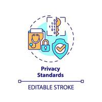 2D editable multicolor icon privacy standards concept, isolated vector, health interoperability resources thin line illustration. vector