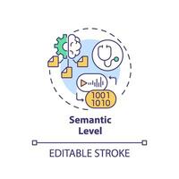 2D editable multicolor icon semantic level concept, isolated vector, health interoperability resources thin line illustration. vector