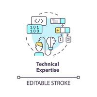 2D editable multicolor technical expertise icon, simple isolated vector, AI engineer thin line illustration. vector