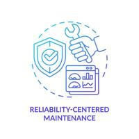 2D gradient icon reliability centered maintenance concept, isolated vector, predictive maintenance thin line illustration. vector