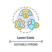 2D editable lower costs icon representing AI ops, isolated vector, multicolor thin line illustration. vector