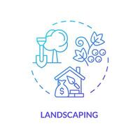 2D gradient landscaping icon, simple isolated vector, construction cost thin line illustration. vector