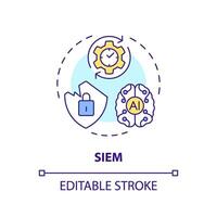 2D editable SIEM icon representing AI ops, isolated vector, multicolor thin line illustration. vector