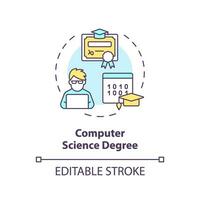 2D editable multicolor computer science degree icon, simple isolated vector, AI engineer thin line illustration. vector