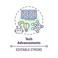 2D editable multicolor tech advancements icon, simple isolated vector, AI engineer thin line illustration. vector