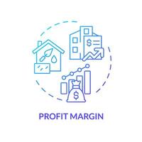 2D gradient profit margin icon, simple isolated vector, construction cost thin line illustration. vector