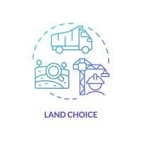 2D gradient land choice icon, simple isolated vector, construction cost thin line illustration. vector