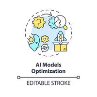 2D editable multicolor AI models optimization icon, simple isolated vector, AI engineer thin line illustration. vector