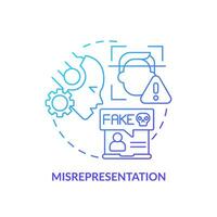 2D gradient misrepresentation icon, simple isolated vector, cyber law thin line illustration. vector